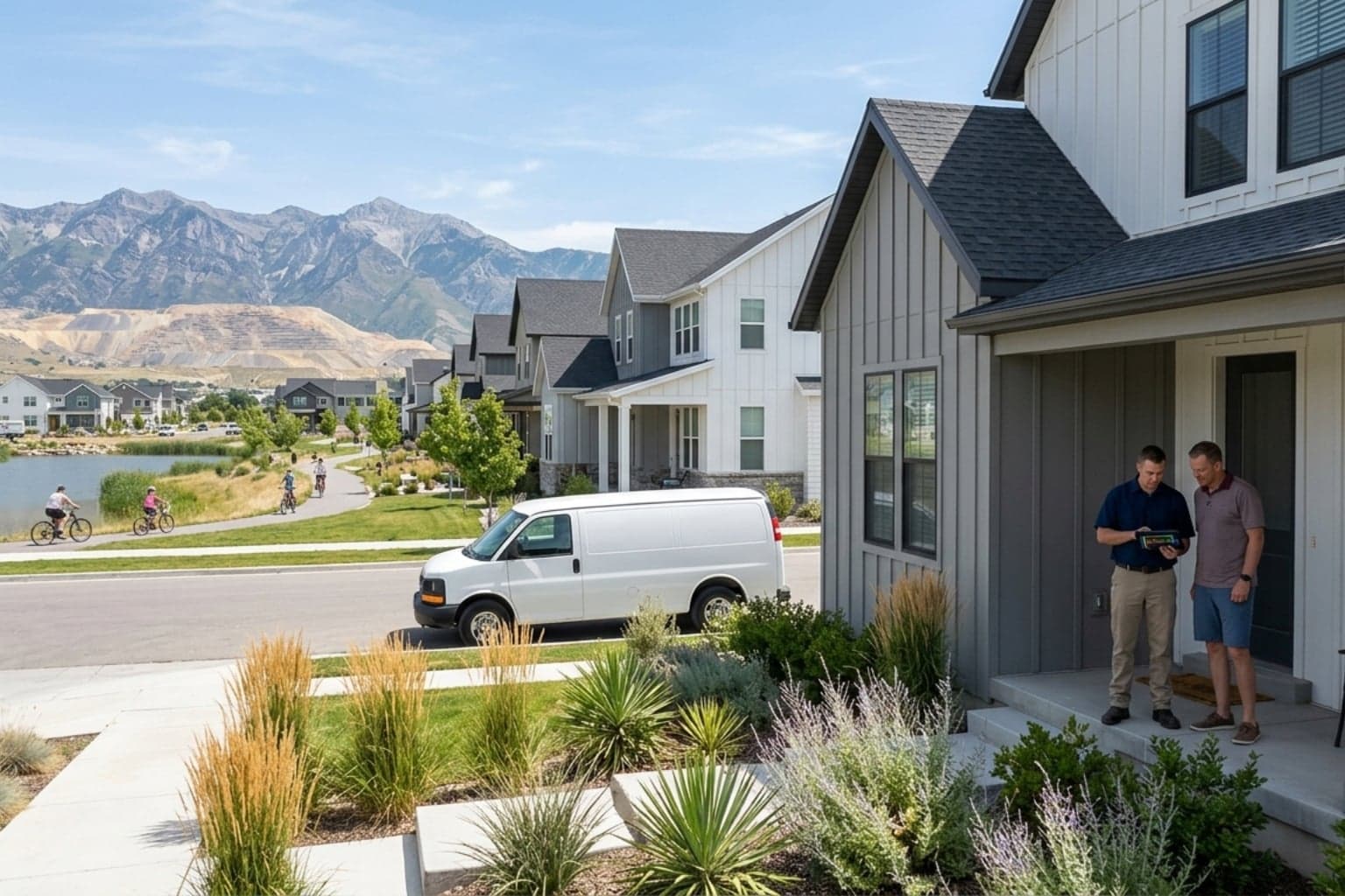 South Jordan, Utah Daybreak home where a cooling tech meets a homeowner about an AC repair